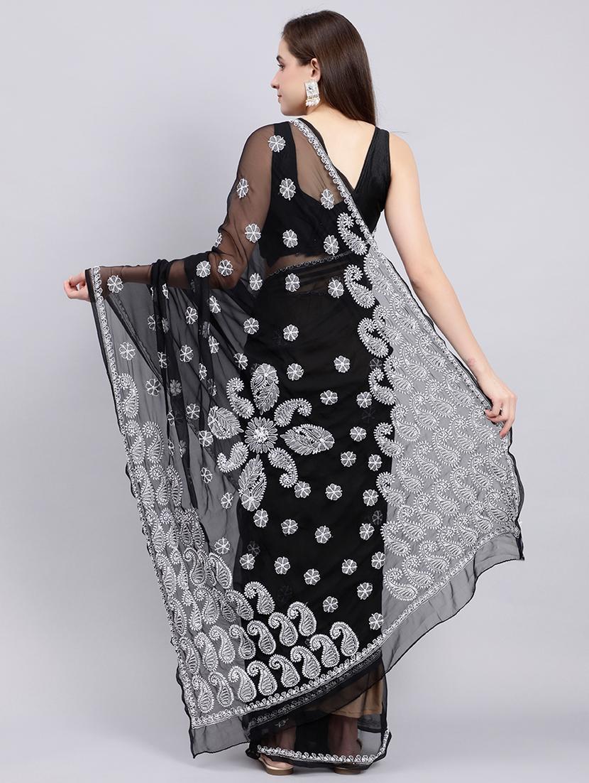 women's embroidered saree with blouse - 20478476 - Standard Image - 3