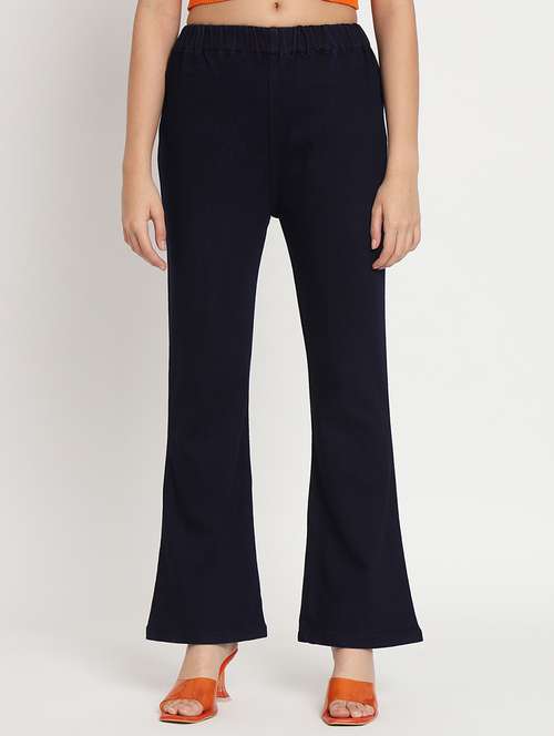 women navy blue solid bootcut trouser - 20483879 - Very Small Image - 1