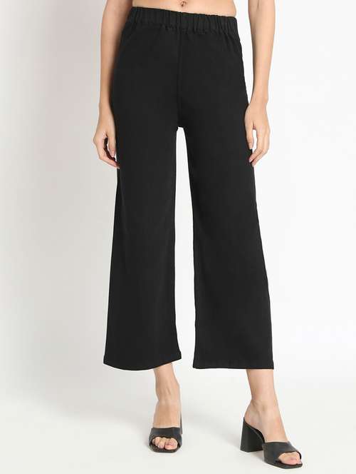 women black solid flat front trouser - 20483883 - Very Small Image - 1