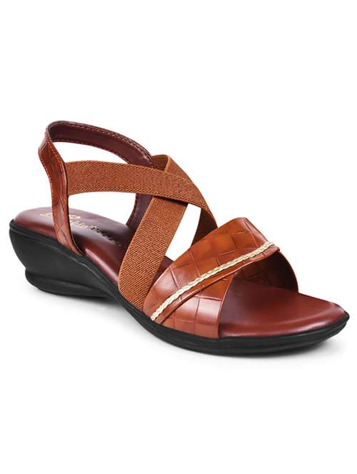 women textured brown back strap sandal - 20485116 - Very Small Image - 1