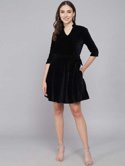black solid a-line dress - 20497699 - Very Small Image - 1
