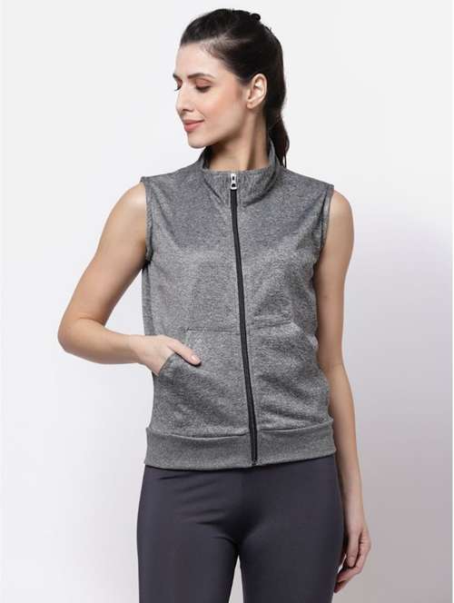 grey stand collar regular jacket - 20501530 - Very Small Image - 1