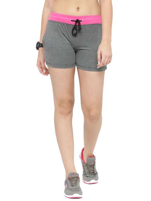 women grey cotton blend sports short - 20501621 - Very Small Image - 1
