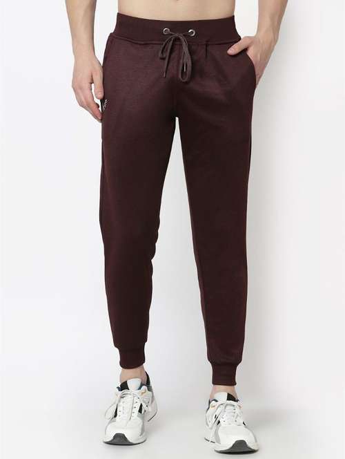 men coffee brown solid mid rise jogger - 20502165 - Very Small Image - 1