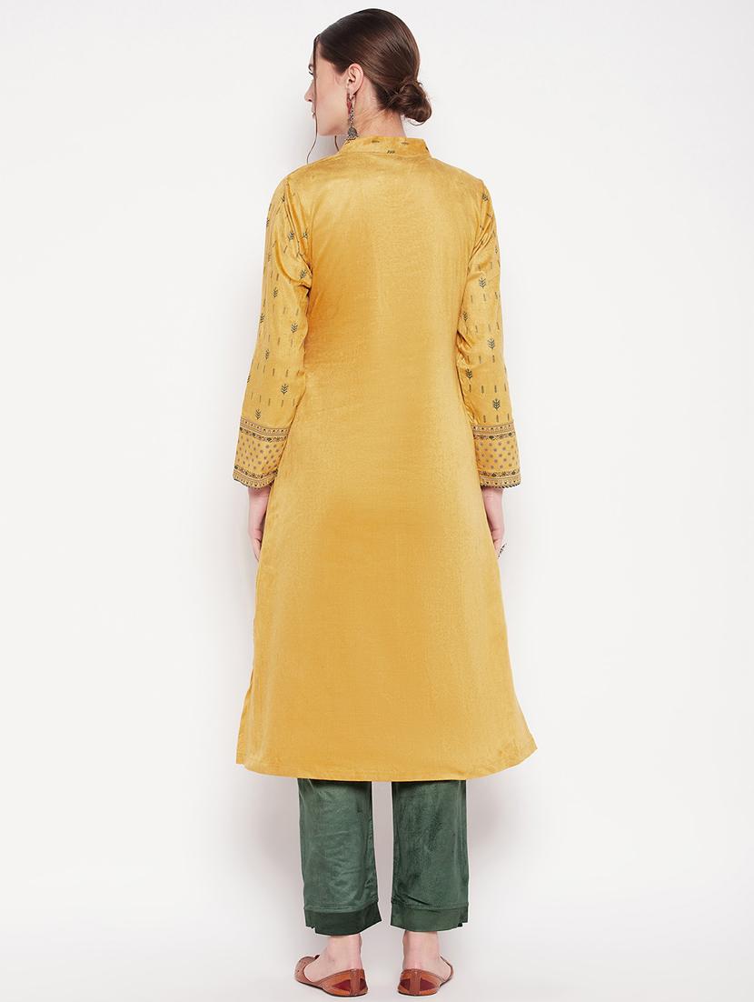women yellow mandarin neck kurta pant set - 20506613 - Zoom Image - 2