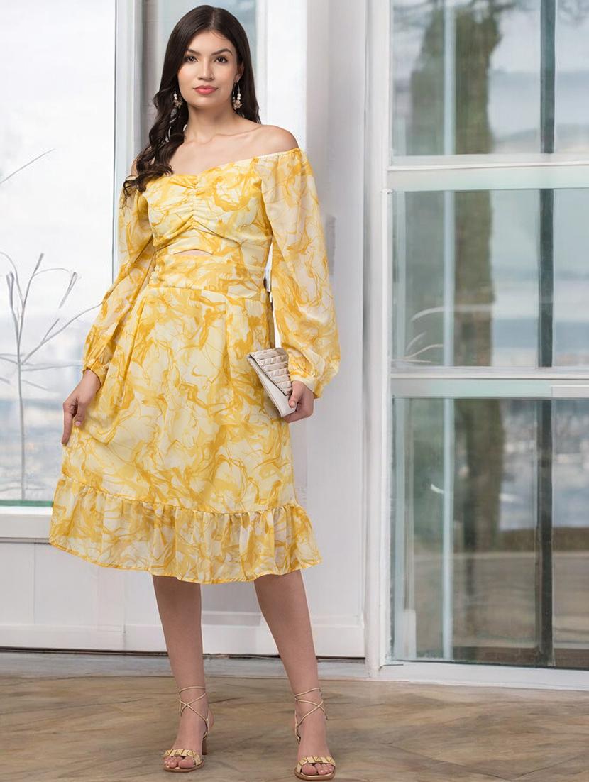 women printed off shoulder a-line dress - 20533933 - Standard Image - 4