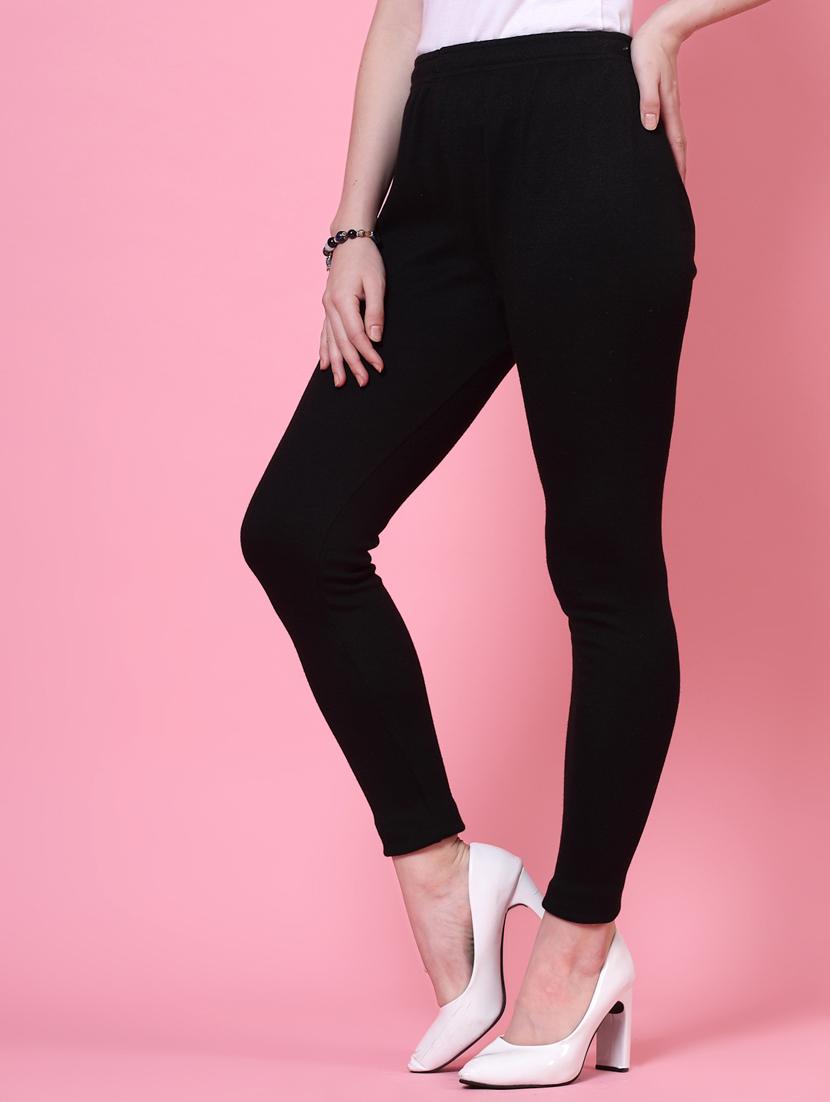 women black woolen legging - 20535192 - Standard Image - 2