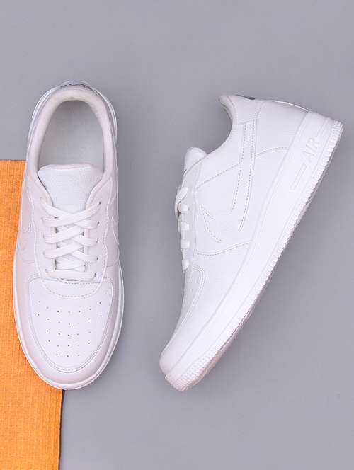 men solid white lace up sneaker - 20536439 - Very Small Image - 1