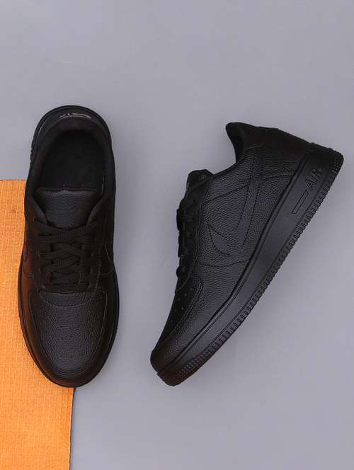 men solid black lace up sneaker - 20536441 - Very Small Image - 1