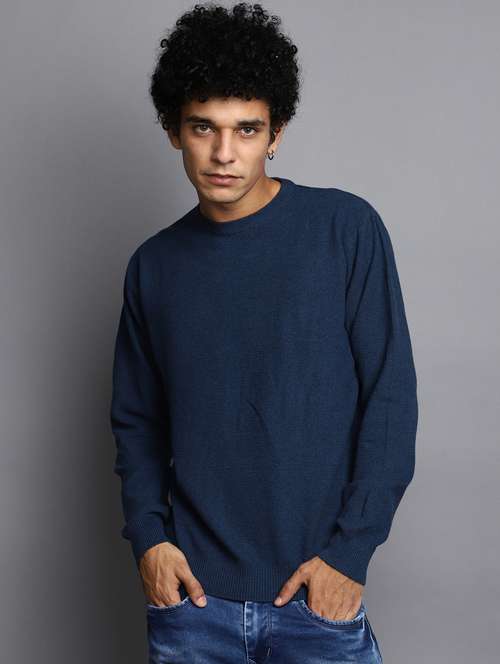 men solid crew neck pullover - 20536547 - Very Small Image - 1