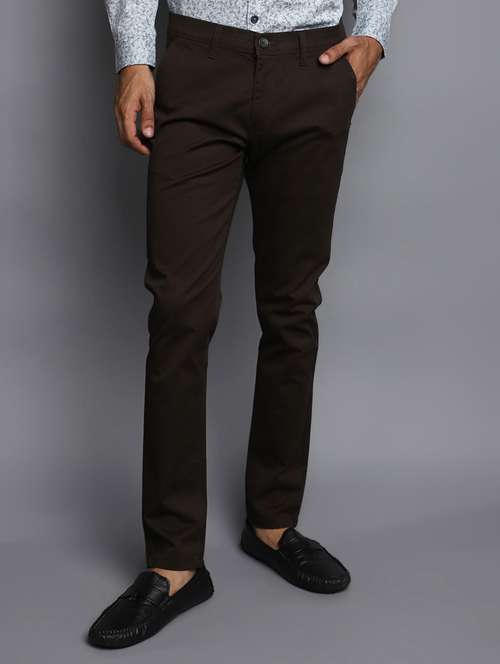 men dark brown cotton chino trouser - 20536627 - Very Small Image - 1