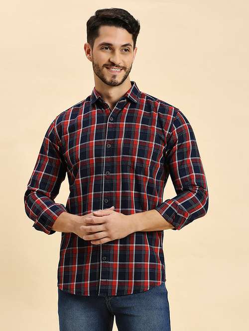 men checkered collared casual shirt - 20537548 - Very Small Image - 1