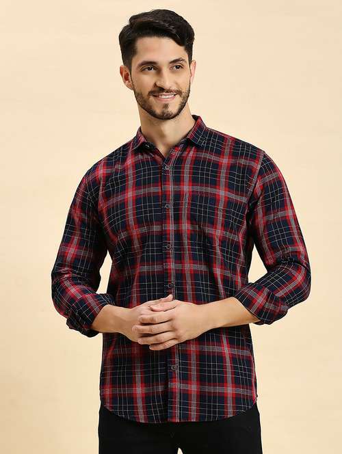 men checkered collared casual shirt - 20537550 - Very Small Image - 1