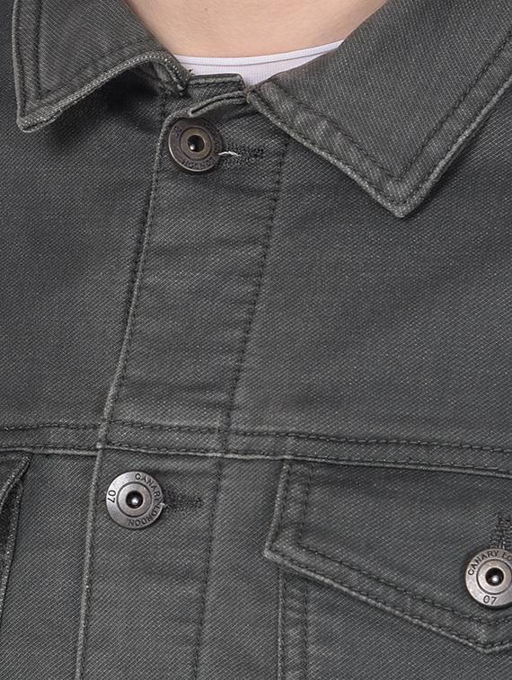 men solid casual denim jacket - 20554881 - Standard Image - 4