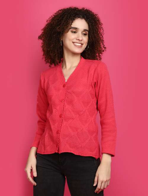 women coral long sleeves cardigans - 20589863 - Very Small Image - 1