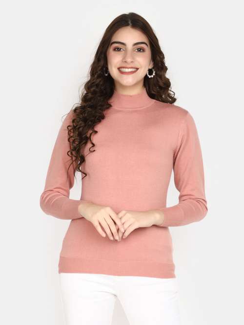 women solid mock neck pullover - 20594733 - Very Small Image - 1