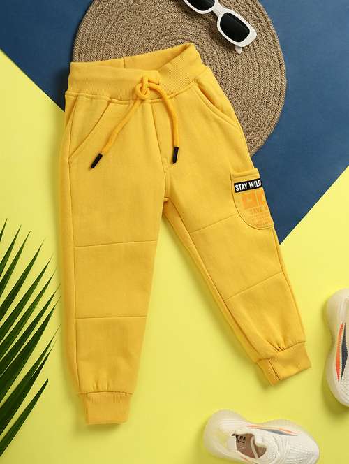 yellow cotton casual joggers - 20595537 - Very Small Image - 1