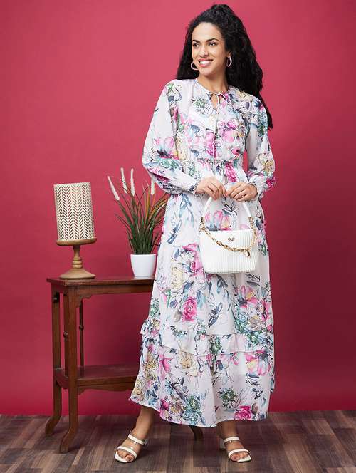 women white floral printed maxi dress - 20600244 - Very Small Image - 1