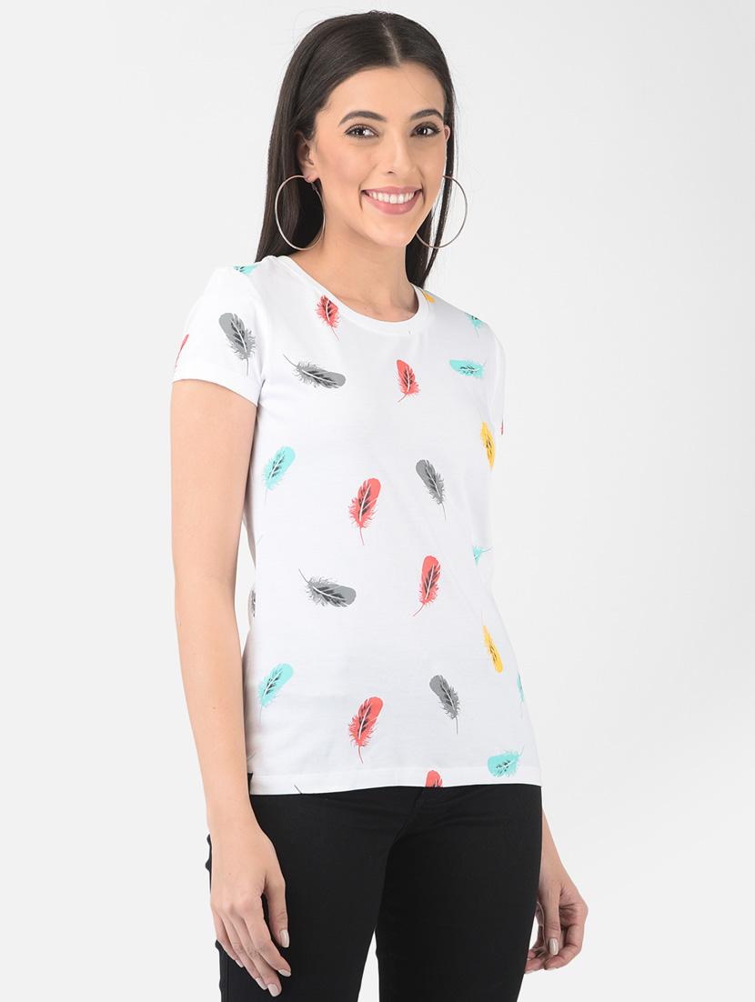 women all over print round neck t-shirt - 20601365 - Zoom Image - 1
