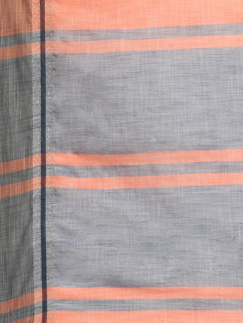peach self design handloom saree with blouse - 20604312 - Zoom Image - 4