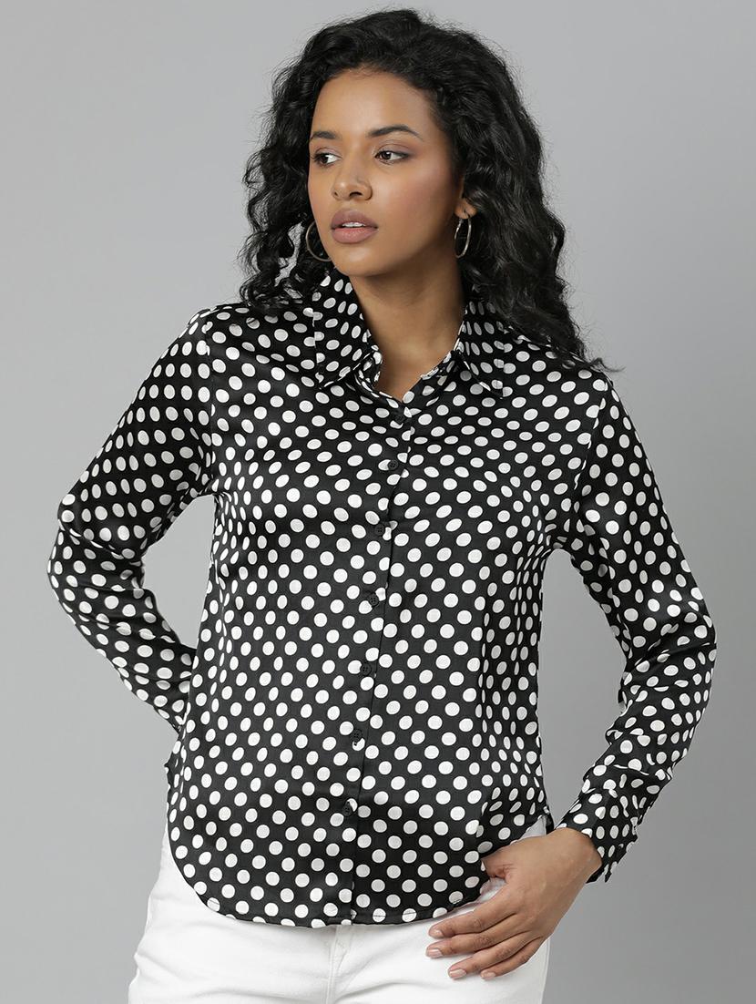 women black polka dot regular shirt - 20610506 - Standard Image - 4