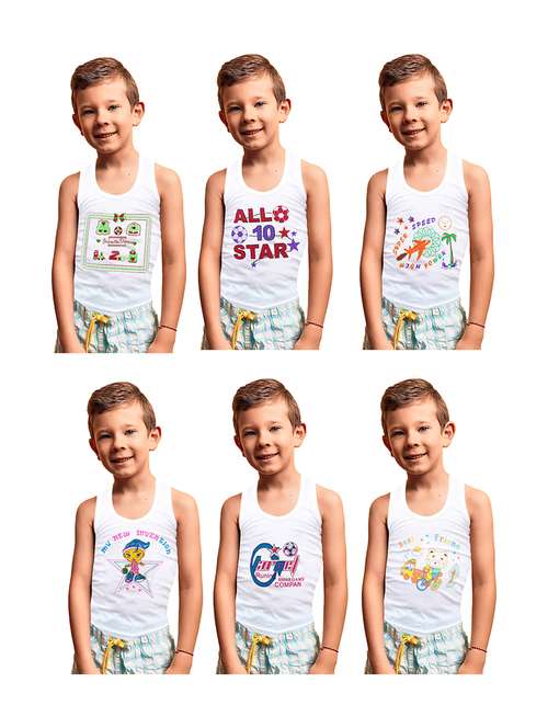 pack of 6 printed vests - 20628089 - Very Small Image - 1