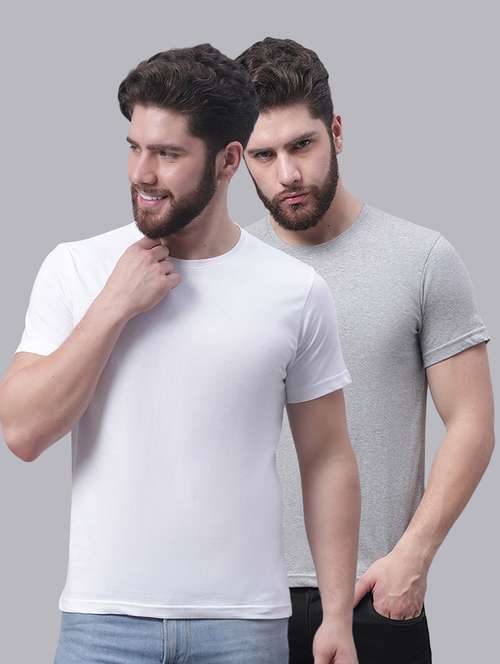 men set of 2 multi color solid regular t-shirt - 20644832 - Very Small Image - 1