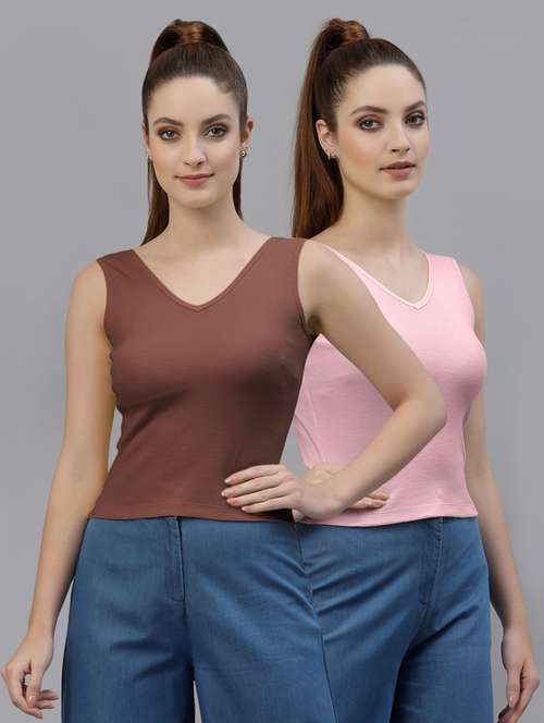 pack of 2 multi colored sleeveless regular top - 20645058 - Very Small Image - 1