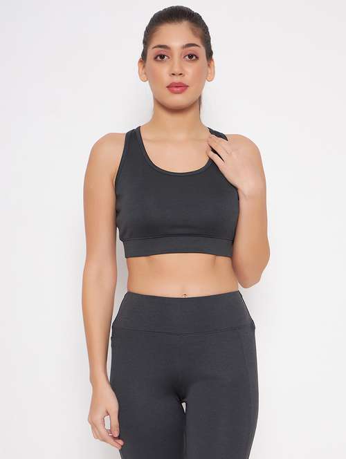 grey polyester sports bra - 20684186 - Very Small Image - 1