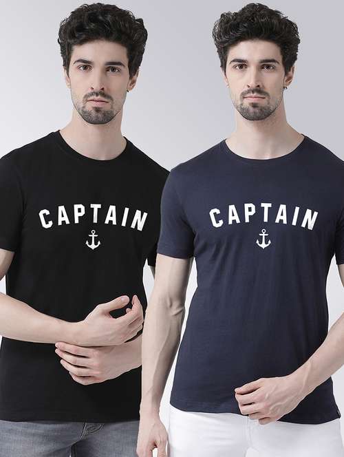 men set of 2 multi colored round neck graphic regular t-shirt  - 20684251 - Very Small Image - 1