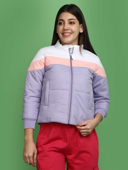 women color blocked bomber jacket - 20686228 - Very Small Image - 1