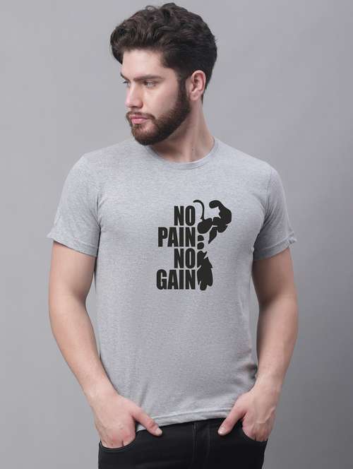 men grey typographic round neck regular t-shirt - 20688110 - Very Small Image - 1