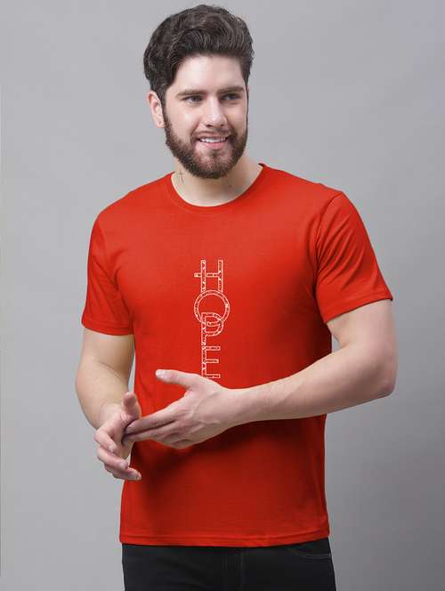 men round neck front print t-shirt - 20688133 - Very Small Image - 1