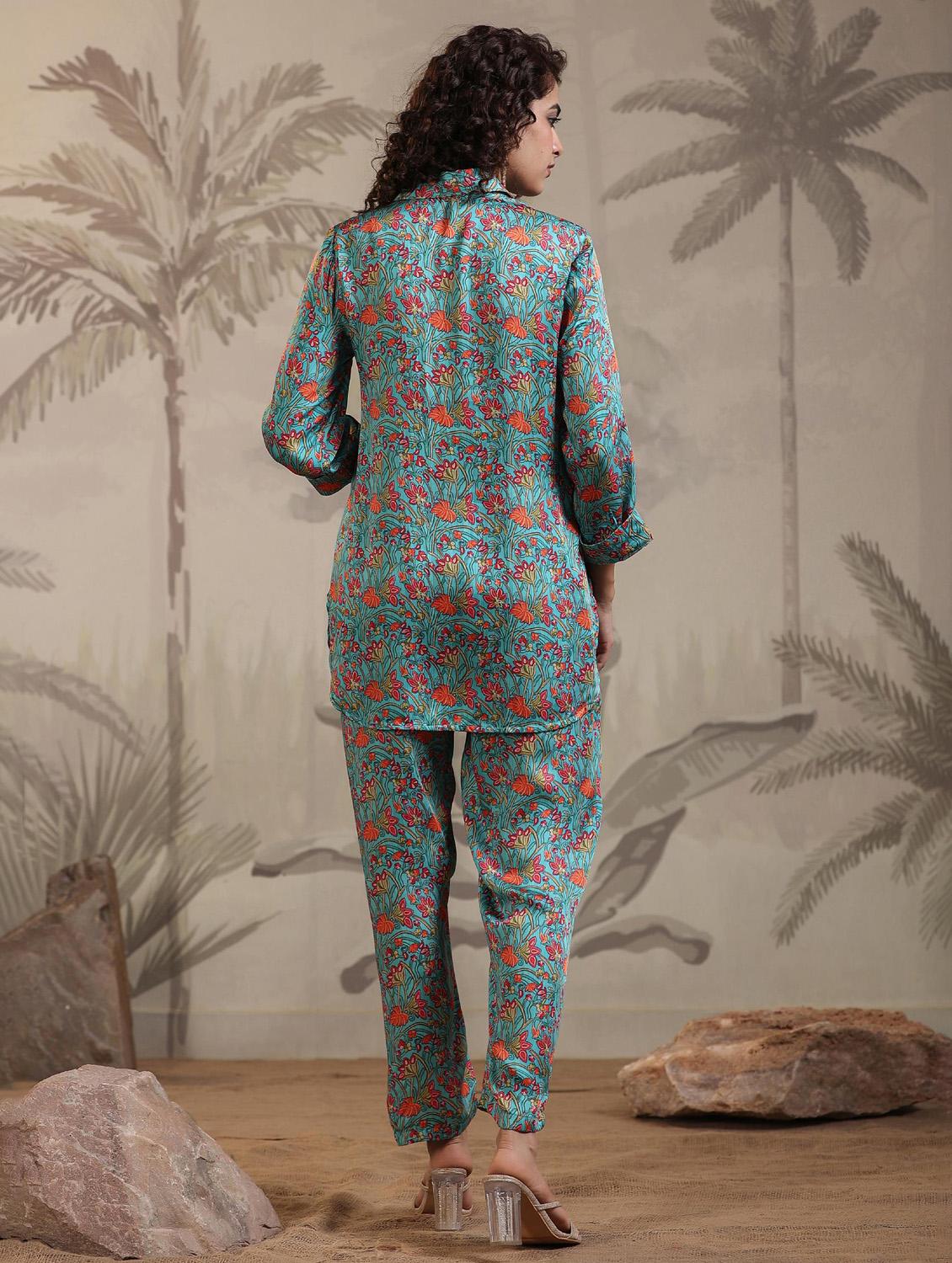 women blue floral printed co-ord sets - 20727273 - Standard Image - 5