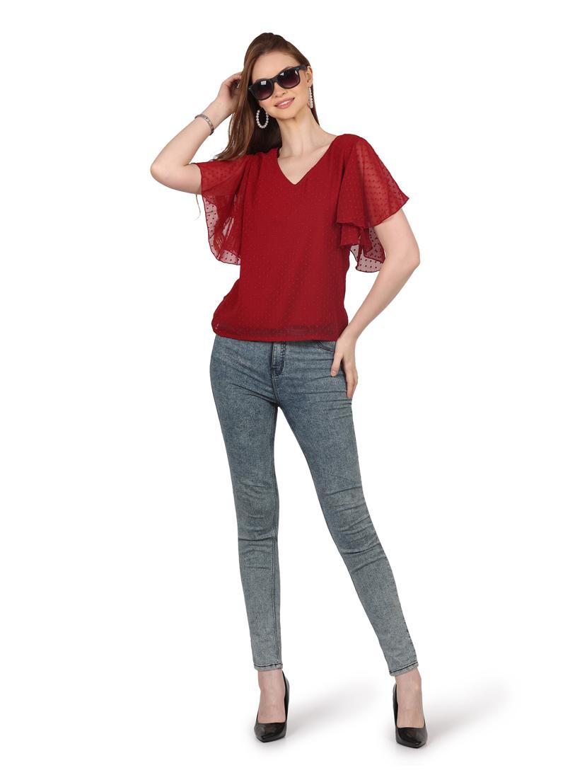 women self designed flared sleeves top - 20727821 - Standard Image - 4