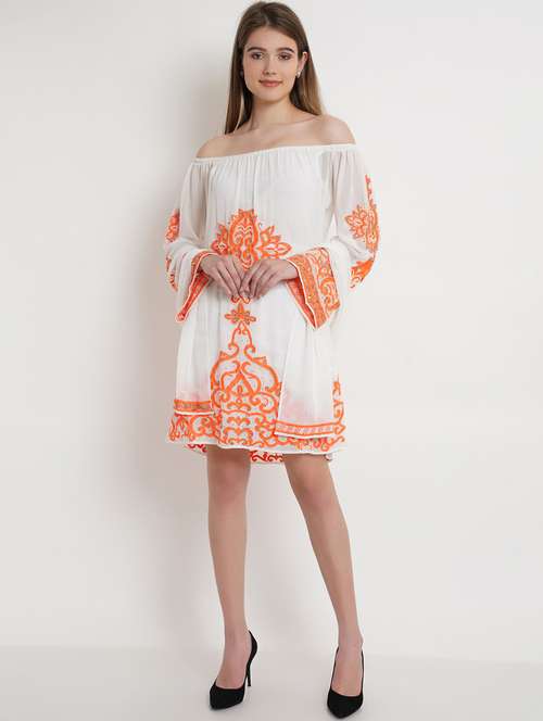 women off shoulder embellished a-line dress - 20728564 - Very Small Image - 1