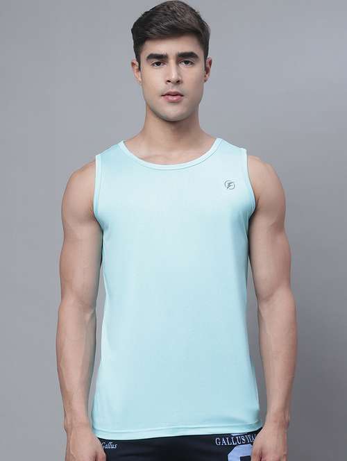 solid turquoise sleeveless t-shirt - 20757349 - Very Small Image - 1
