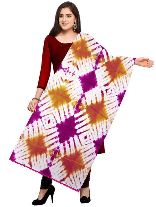 women orange & pink tie & dye dupatta - 20757390 - Very Small Image - 1
