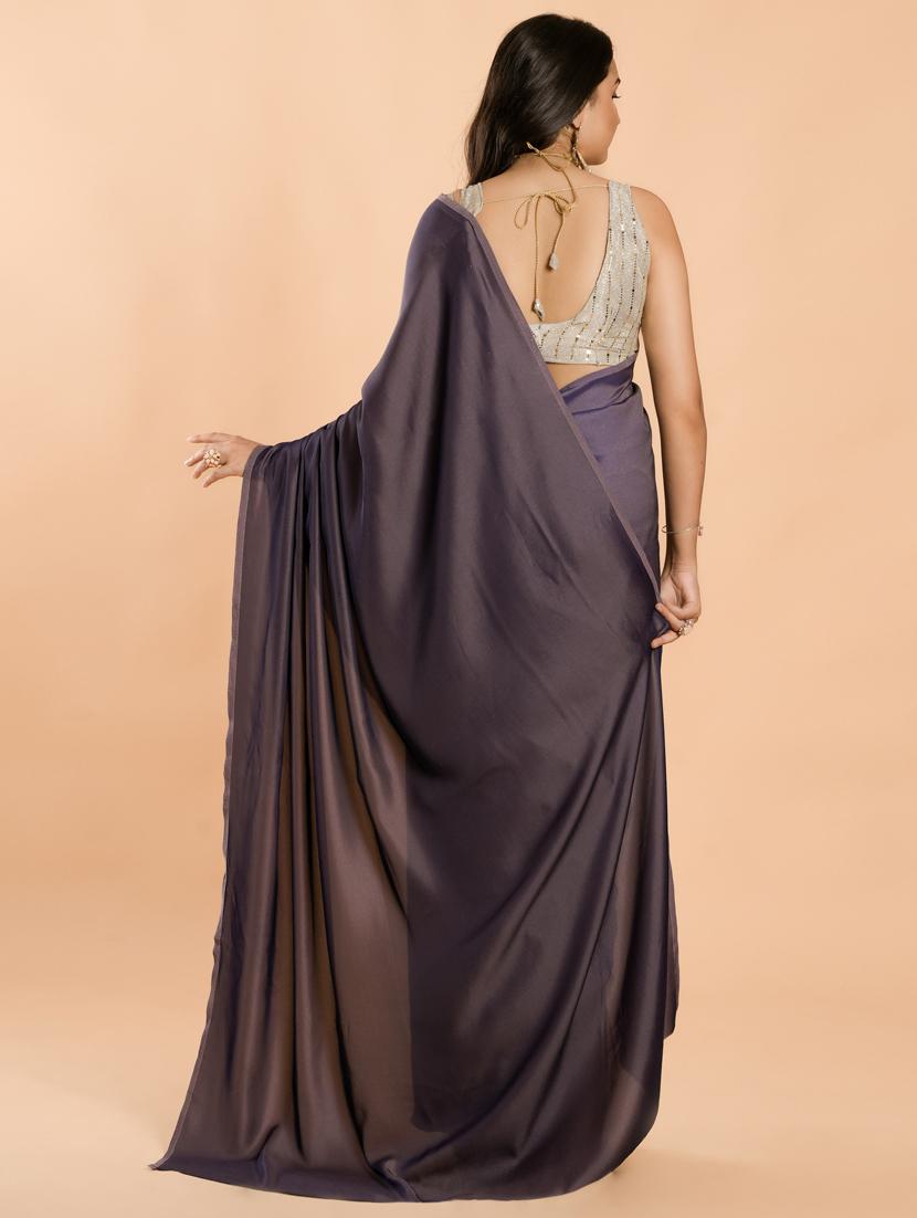 purple solid plain saree - 20757399 - Zoom Image - 2