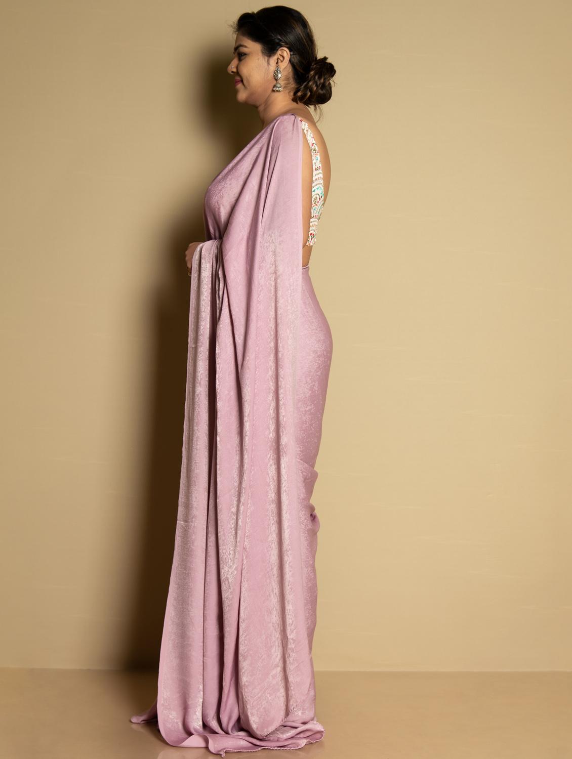lavender solid plain saree - 20766901 - Zoom Image - 2