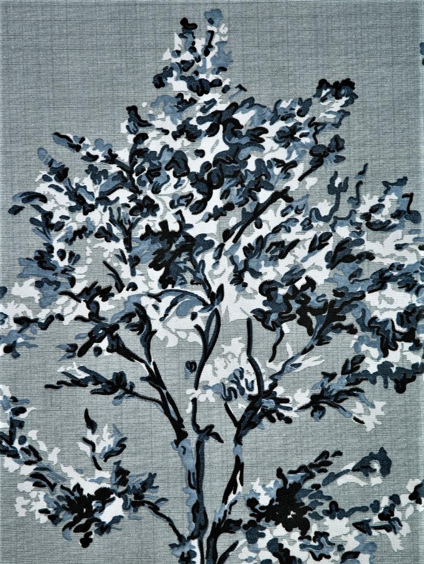 fashion string 3 pieces floral blossoms eyelet polyester door curtains - 7 feet, grey - 20766915 - Standard Image - 4