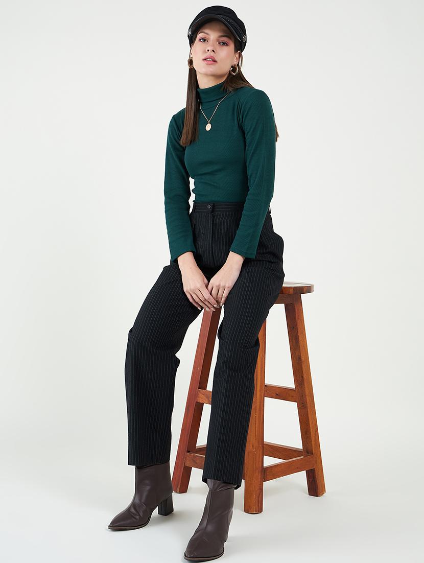 women solid turtle neck long sleeves top - 20777817 - Zoom Image - 3