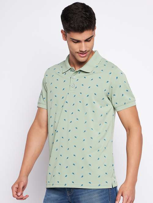 sea green polyester all over print tshirt - 20814403 - Very Small Image - 1