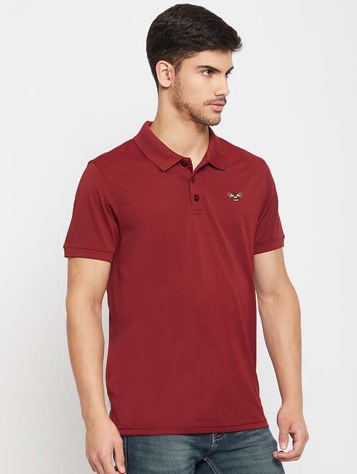 maroon polyester plain tshirt - 20814414 - Very Small Image - 1