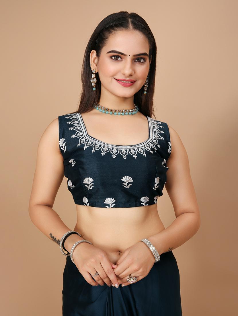 teal silk bordered saree with blouse - 20819353 - Zoom Image - 3