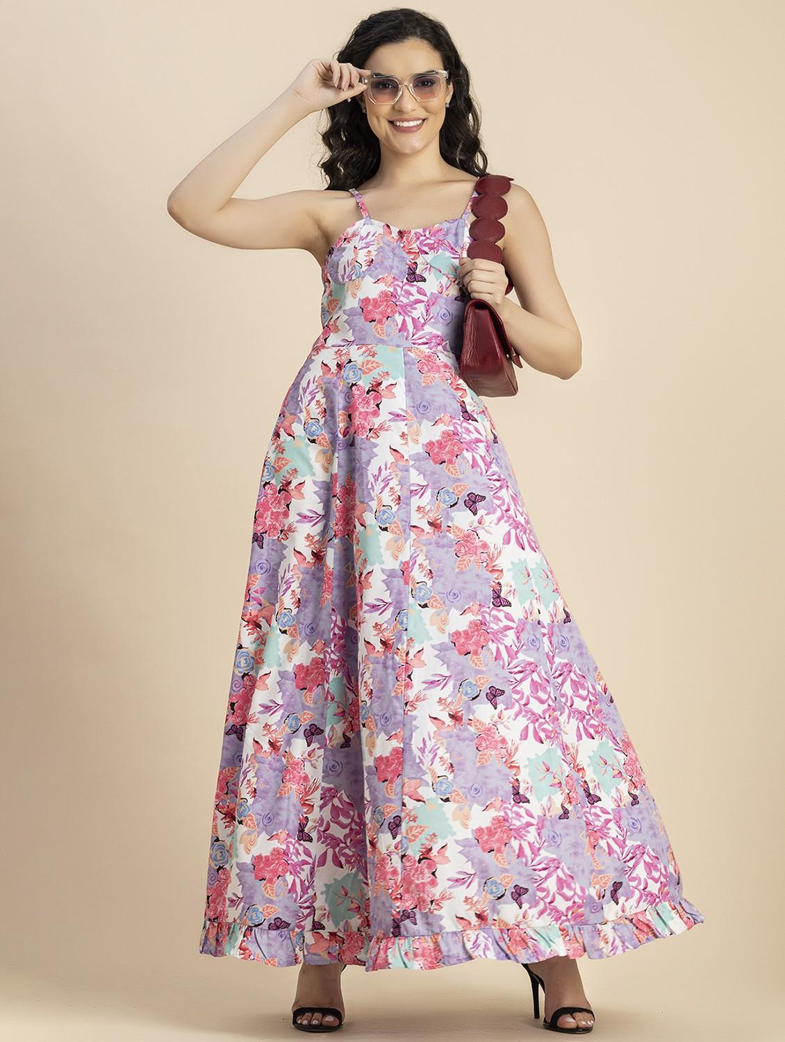 women white floral printed fit & flare dress - 20825749 - Standard Image - 3