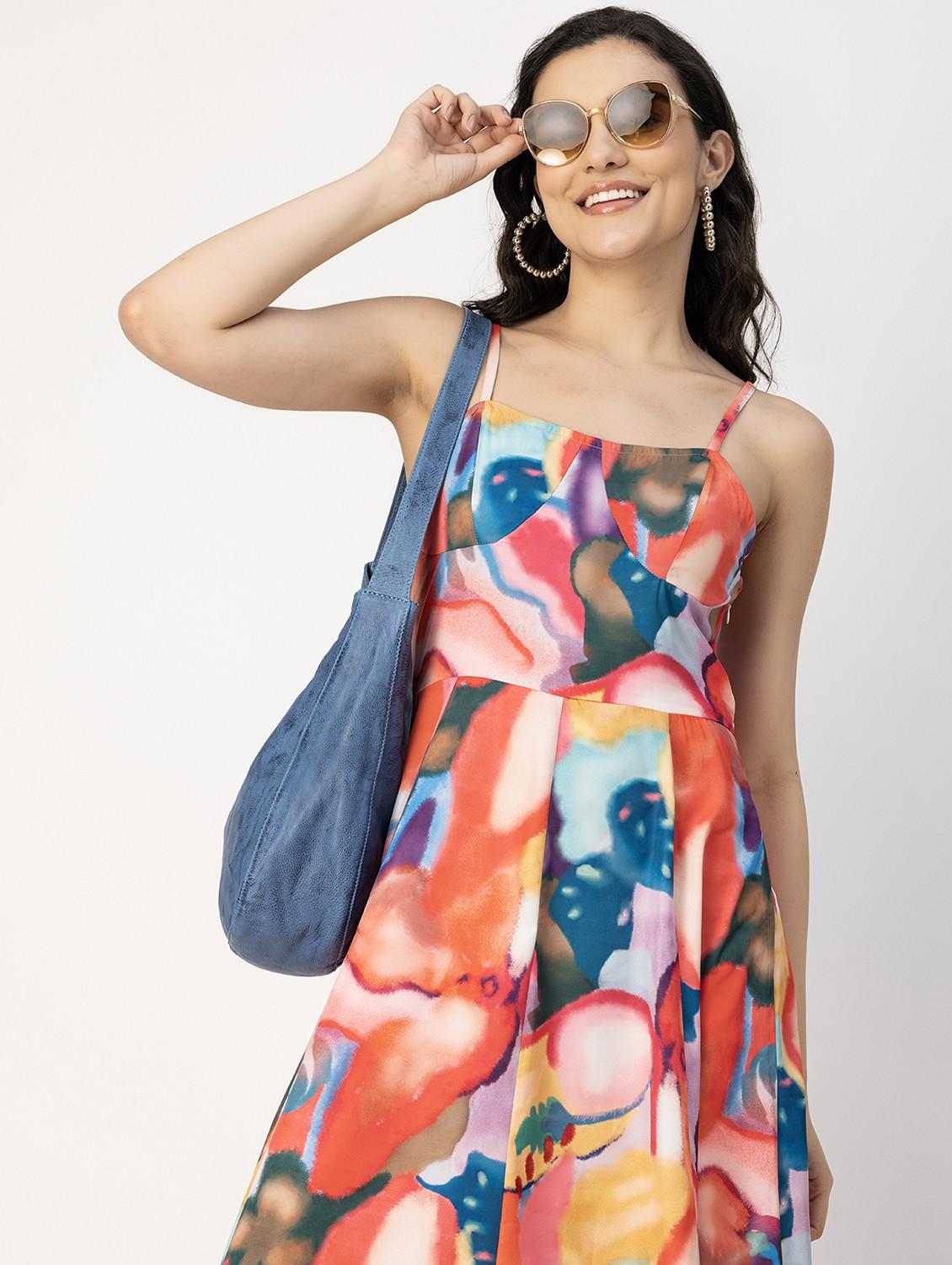 multi coloured printed detailed maxi dress - 20825810 - Standard Image - 5