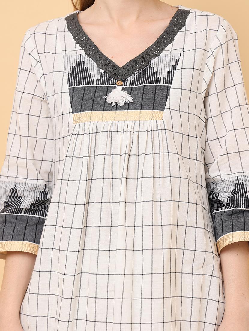 women off-white checks v neck co-ord sets - 20826544 - Standard Image - 5