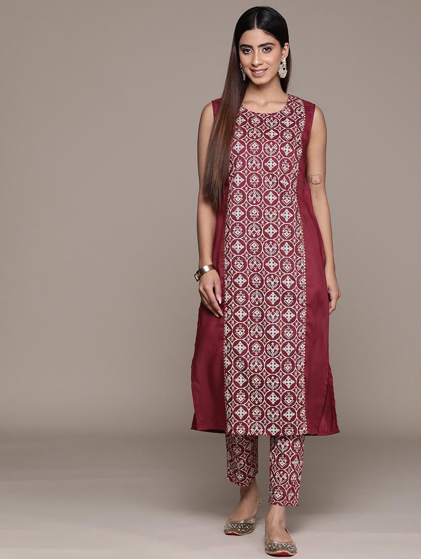 women pink round neck kurta pant set - 20838036 - Zoom Image - 3