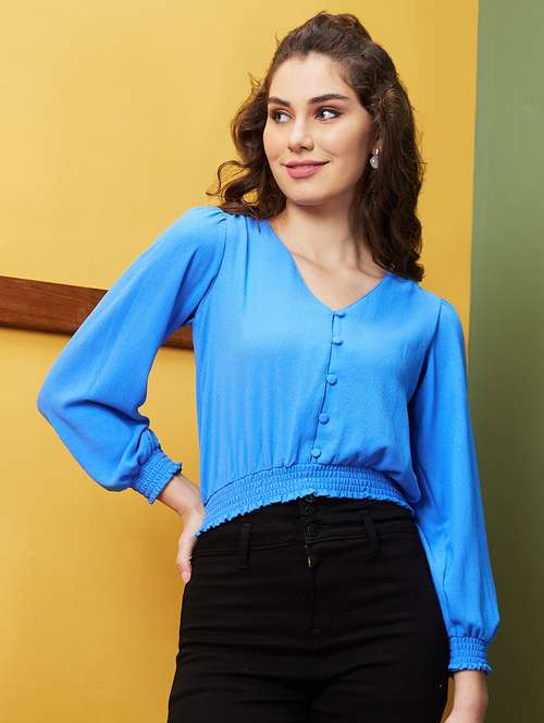 blue solid regular top - 20844600 - Very Small Image - 1